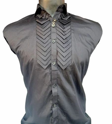 Cotton Self Design Toxedo shirt
