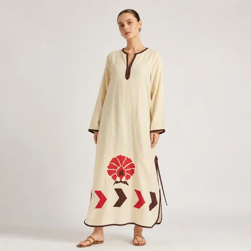 Straight Ivory Bloom Cotton Kurti