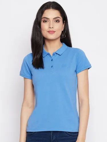 Half Sleeve Casual Wear Women Essential Plain T-shirt, 200g Cotton Blended Polo