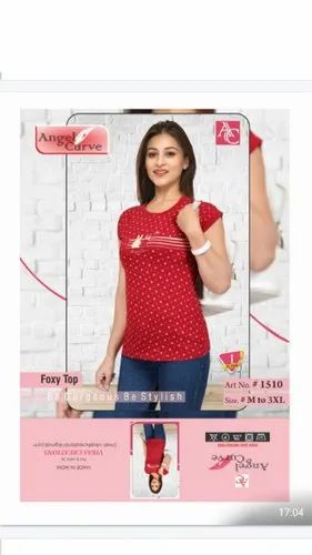 Female Half Sleeve 100% Cotton Knitted Ladies T Shirts, 12-60