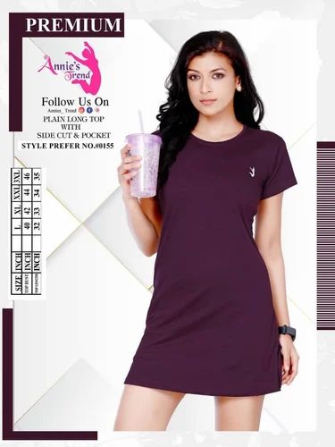 Half Sleeve Ladies Long T Shirt, Daily Wear