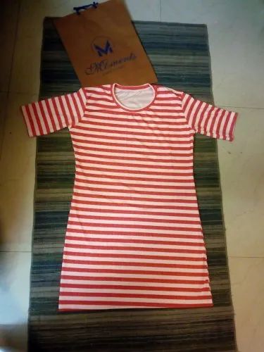 Ladies Cotton Long Striped T Shirts