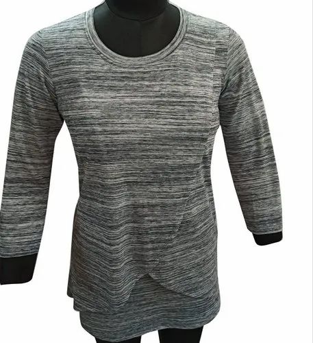 Round Grey Ladies Hosiery T-Shirt, Size: Medium