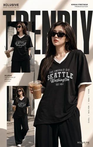 Casual Black Women Tencel V Neck T Shirt
