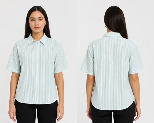 Regular Fit Seersucker Women Striped Shirt
