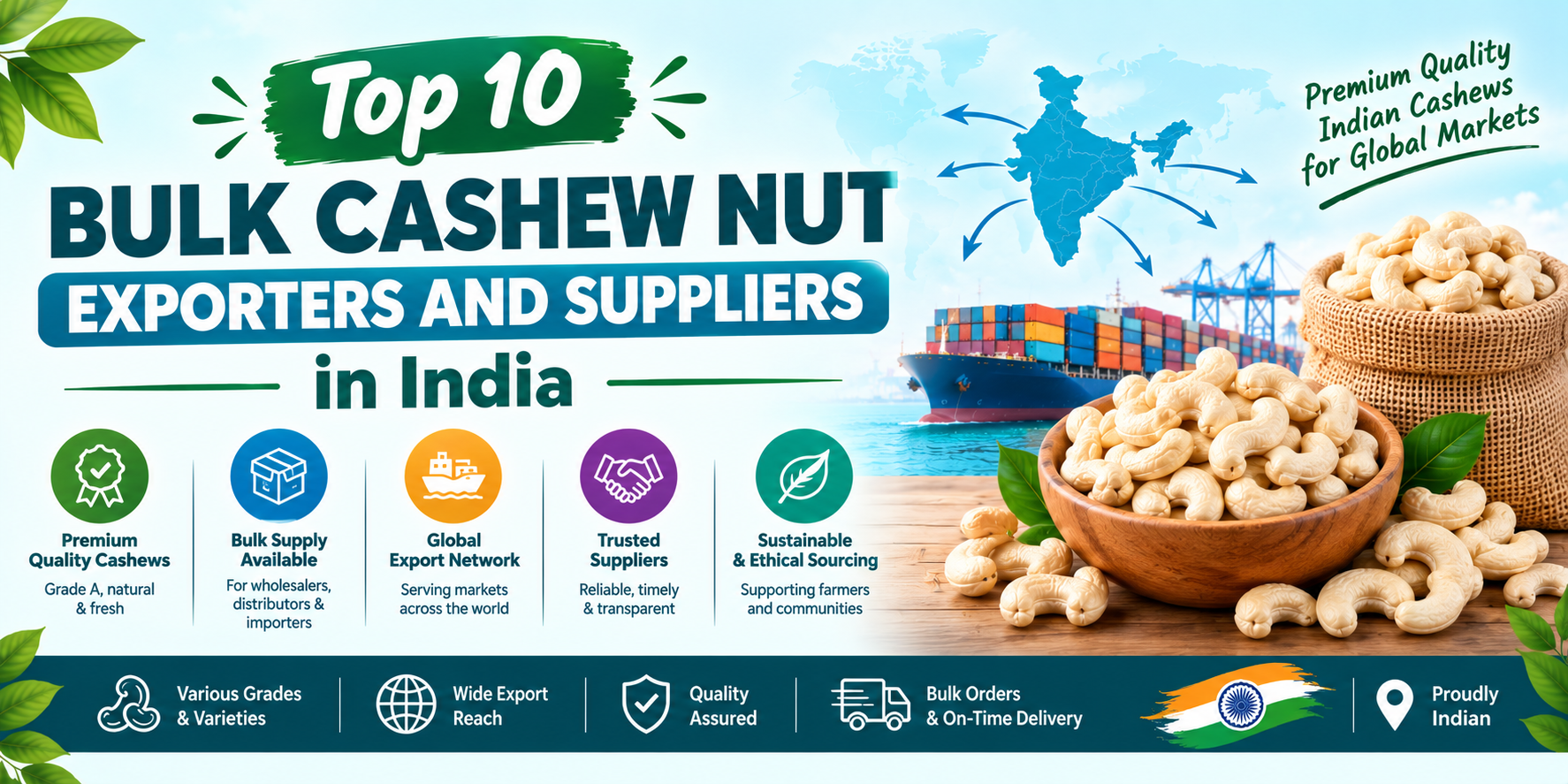 Bulk Cashew Nut Exporters and Suppliers in India
