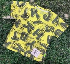 Kids Printed Cotton Half Sleeve Yellow And Black Top