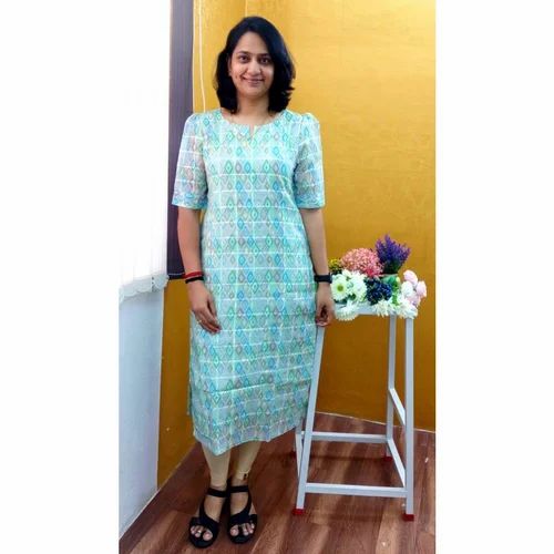 Kurti Linen organza Straight Kurtis