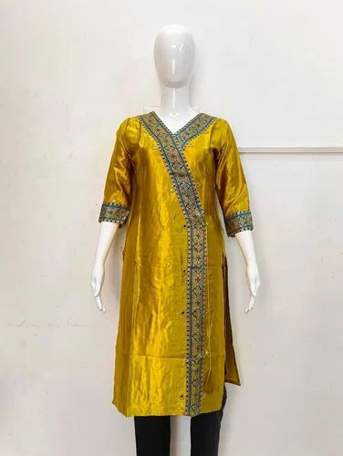 Silk Ladies Long Kurti, Size: XL