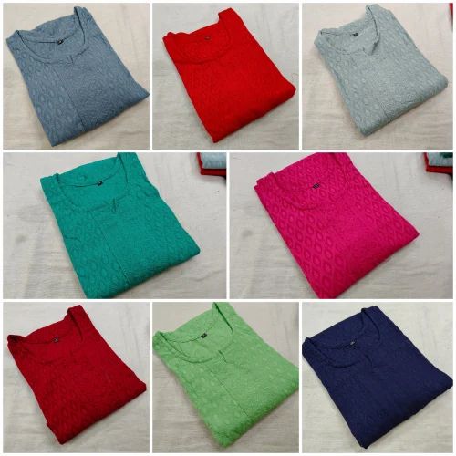 Rayon Ladies Chikankari Kurtis