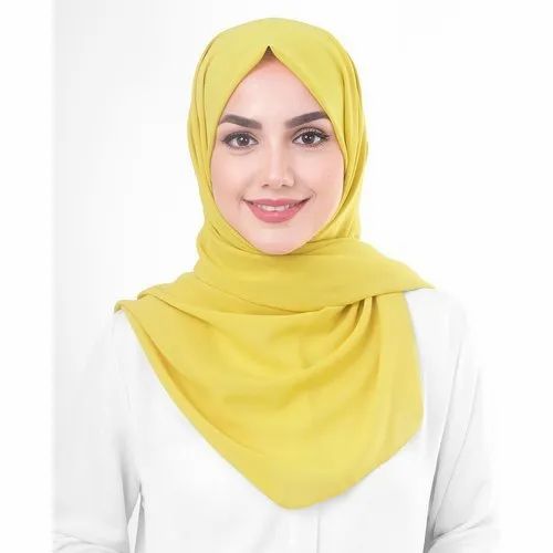 1.95 Meter Yellow Ladies Georgette Scarves