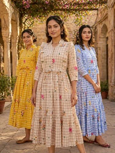 Anarkali Printed Muslin Silk Kurti Manufacturers