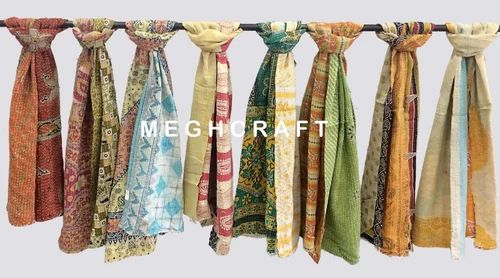 Multicolor Cotton Kantha Scarf Scarves Stoles