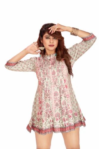Viscose Muslin Short Tunic Kurti for Women Ethnic Clothing Kurta Digital Printed Tunics