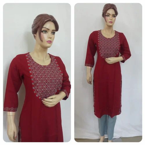 Rayon Embroidery Kurtis