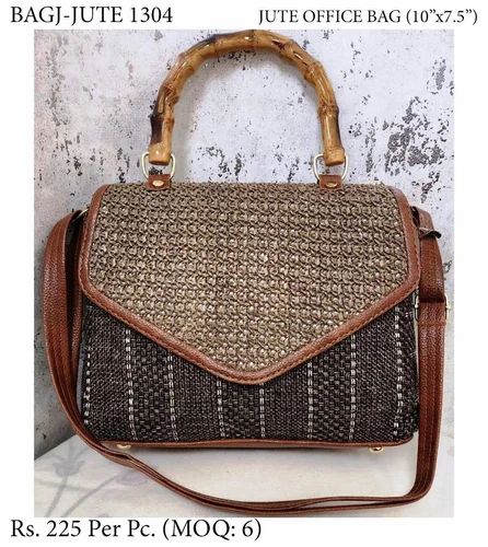 OFFICE HAND BAG 10"x7.5" IN JUTE FABRIC 1304
