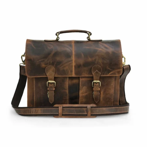 Unisex Brown Leather Shoulder Bags