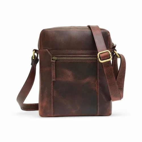 Unisex Brown Leather Side Bags