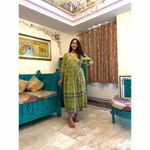 Handmade Cotton Kurtis Casual Summer Beach Wear Dress Printed Indian Long Kurti Casual Dress
