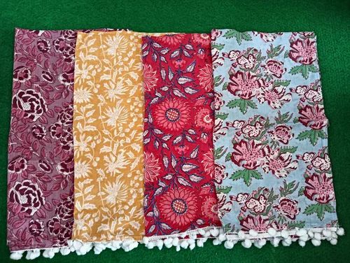 Red Hand Block Printed Cotton Stoles