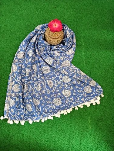 Pink Cotton Hand Block Printed Stole