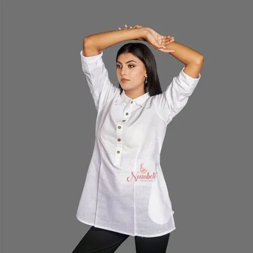 Regular Ladies Handloom Cotton Serene Shores Short Kurti, Size: 38
