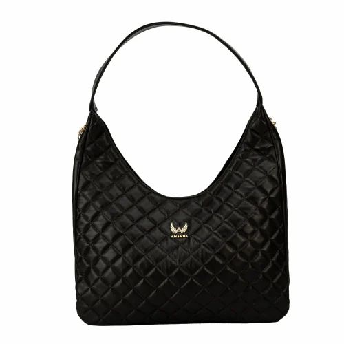 AMLP008BLK Leather Hobo Bag
