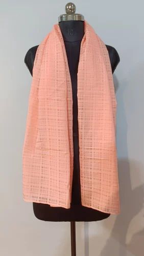 Cotton Orange Long Designer Stole
