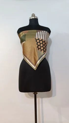 Women Stylish Gold Tone Striped Silk Stole