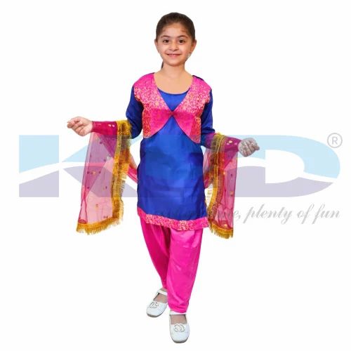 Polyester Girls Punjabi Dress, Suit Salwar, 3-Piece Set