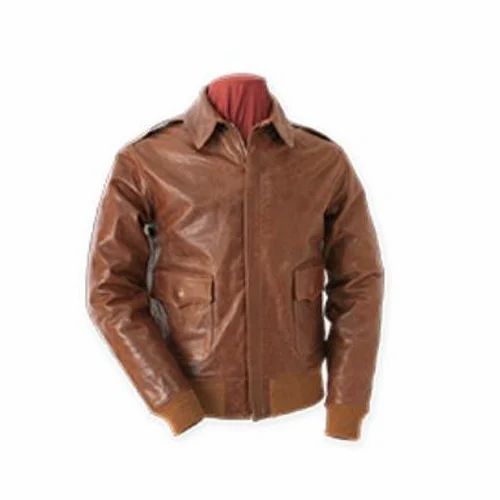 Men Brown Leather Collar Jacket