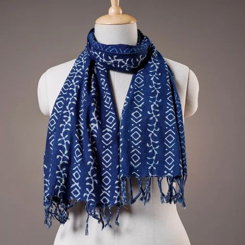 MULTICOLOUR Stoles With Block Printed Cotton