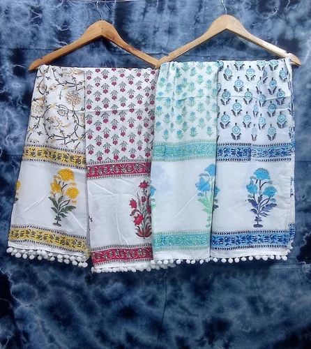 Stoles With Indian block printed cotton