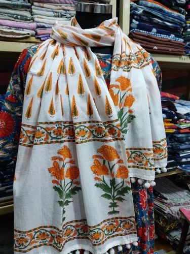 Brown Beautiful Hand Block Printed Cotton Stole