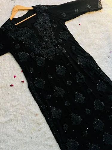 Chikankari Mukaish Work Suit, Hand Embroidery, Kurti Only