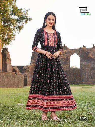 Ladies Designer Long Kurtis, Size: XL, Wash Care: Machine wash