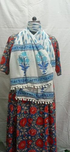 Cotton Block Printed Stoles for Casual Wear (160cm x 40cm)