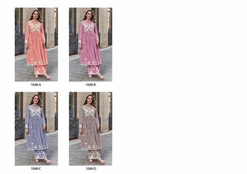 Rayon Lakhnavi Chikan Kurtis, Machine Chikankari