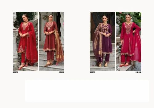 Chiffon heavy Chignon with embroidery work kurti