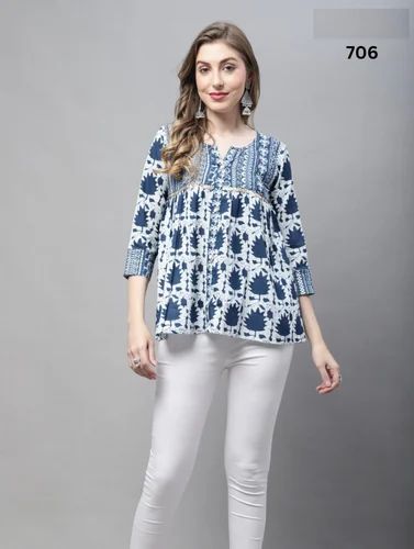 Cotton Blue Tunic Kurti