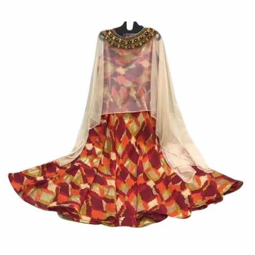 Cotton Printed Ladies Anarkali Kurti with Poncho