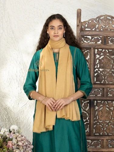 SKU: AS01829104 Yellow Semi Pashmina Stole accented by Solid
