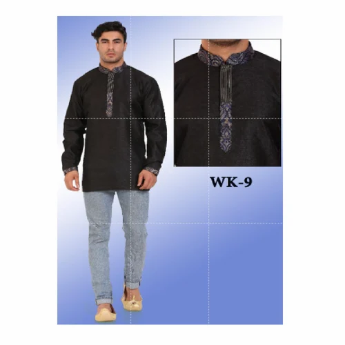 Formal Wear Silk Mens Ethnic Kurti, Band Collar, Size: 38-48