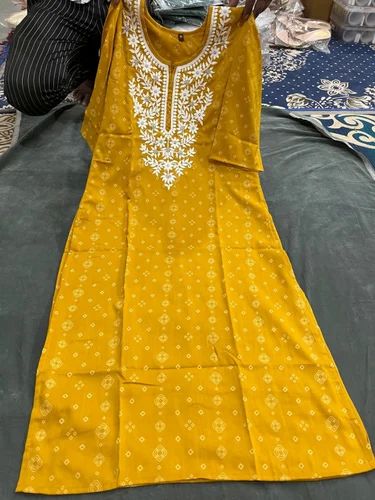 Cotton Chikankari Kurtis, Size: 38-50