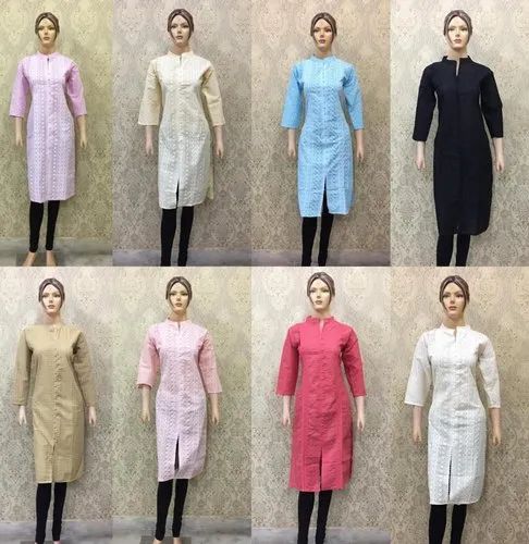 Cotton Formal Wear Lucknow Chikan Kurti, Wash Care: Machine wash
