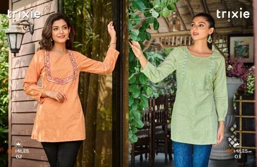 Cotton Casual Ladies Kurtis 100 Miles, Solid