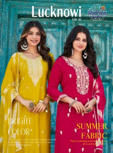 RADHIKA LUCKNOWI VOL 2 RAYON KURTI SET WHOLESALE EXPORTER