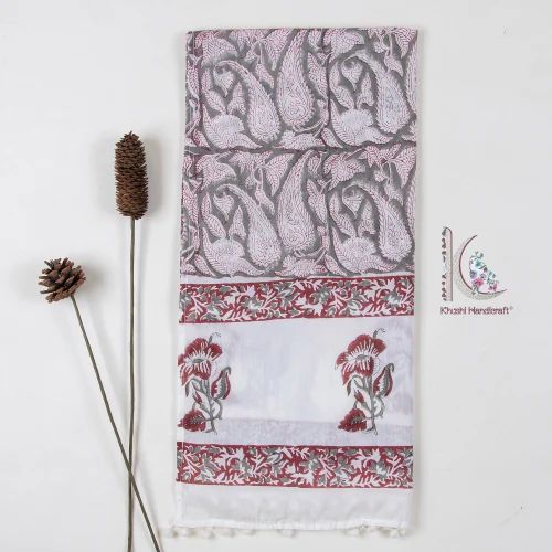 Pink Multicolor printed cotton stole