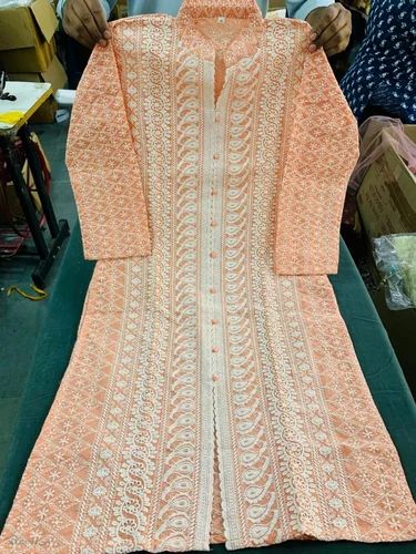 Women Embroidered Lucknow Chikan Kurti, Size: 8-14