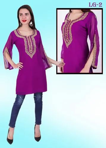Georgette Ladies Designer Cut Kurtis